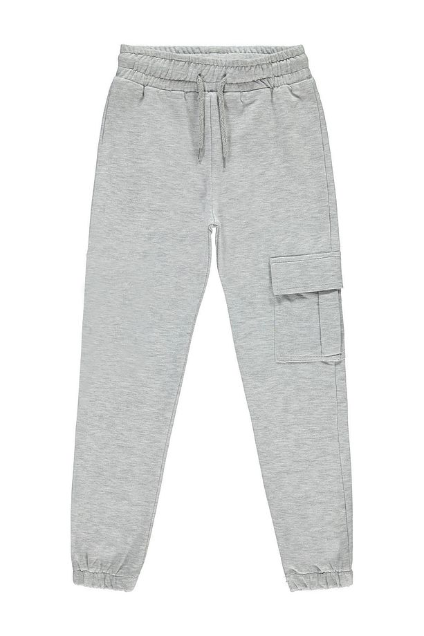 3'lü  unisex kız erkek set 1 adet gri kargo cep eşofman altı 2 adet basic t-shirt 7-14 yaş - 2