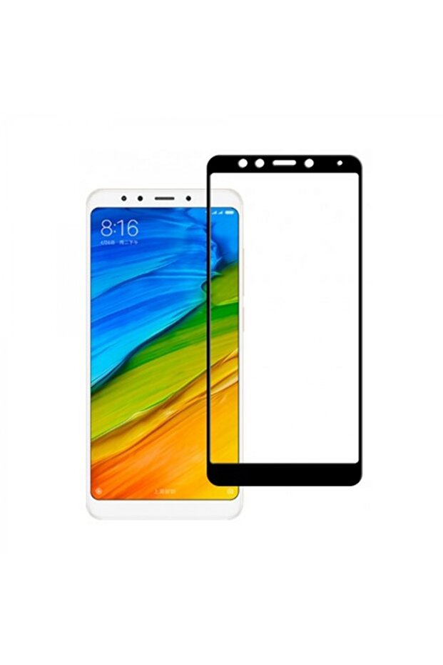واقي زجاجي كامل متوافق مع هاتف Xiaomi Redmi 5 Plus 5d Glas - أسود