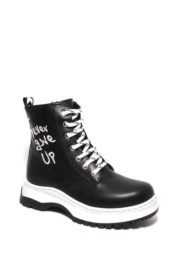 Incimoda Young Girl Child Black Matte Orthopedic Trekking Non-Slip Sole Lightweight Boots