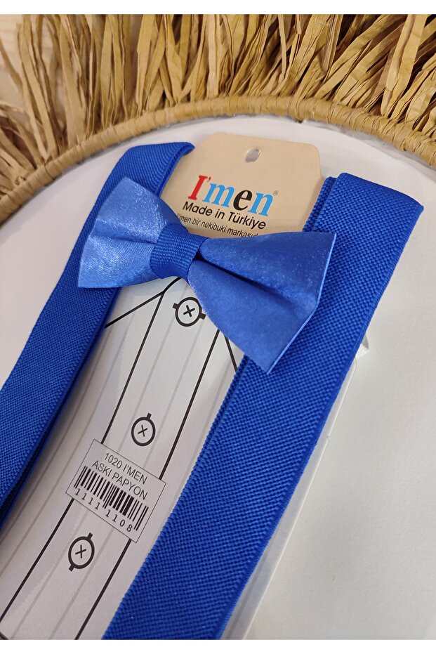 Saks Mavi Askı Papyon Seti - 4