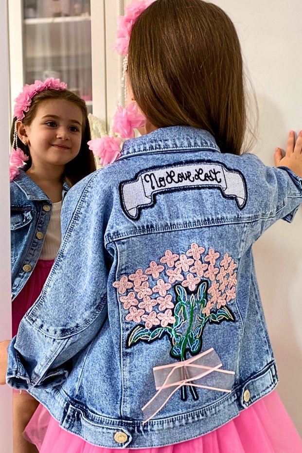 Flower Embroidery Embroidered Girl's Jeans Jacket Girl's Jeans Coat (BUY 1 YEAR OLD)
