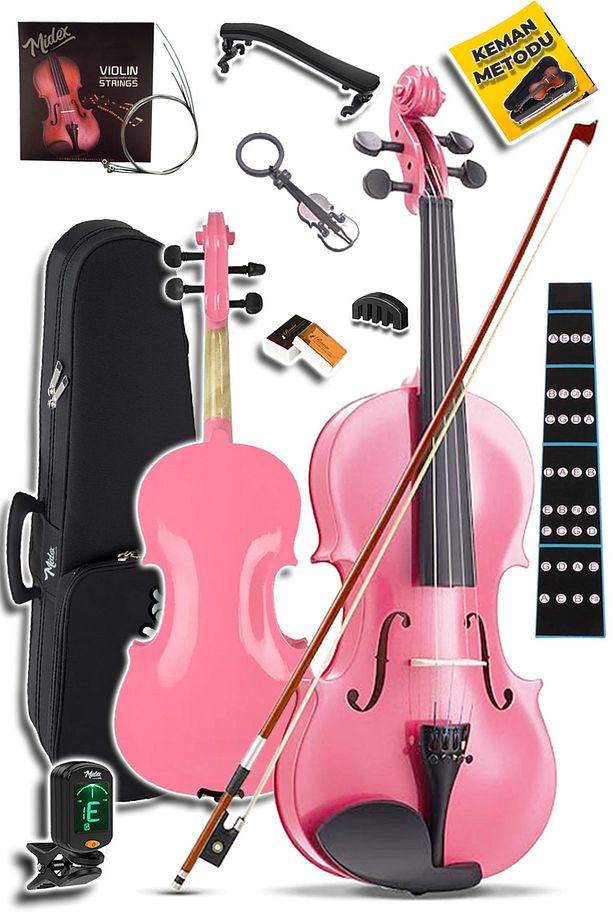 Hga24pink-pak Pembe 1/2 Çocuk Kemanı Seti (YASTIK TUNER SUSTURUCU ÇANTA YAY REÇİNE) - 3