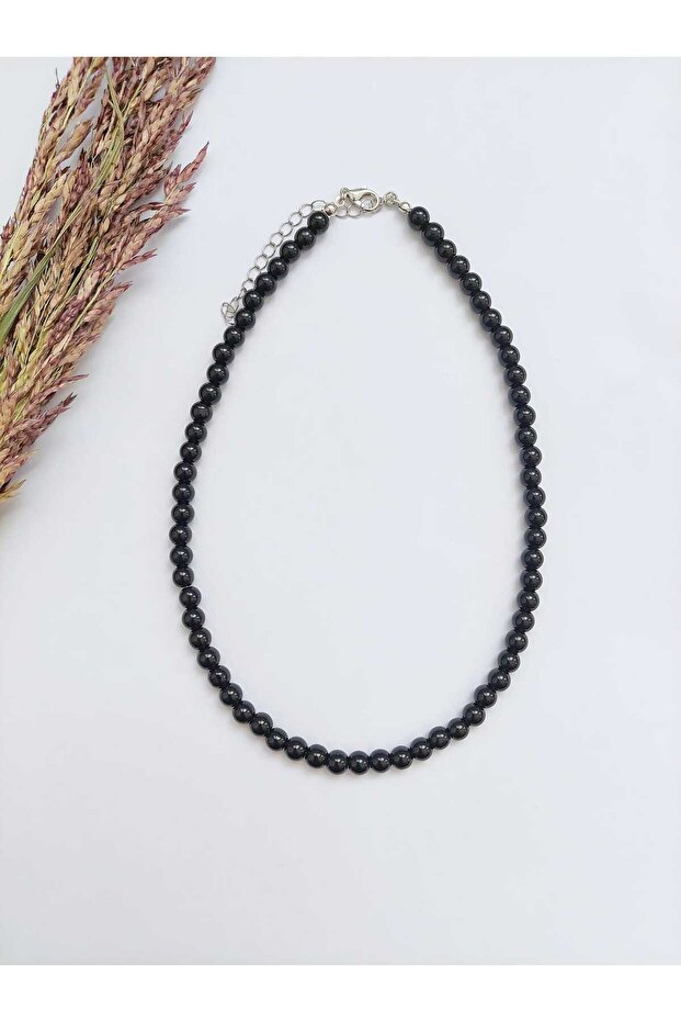 Black Glass Pearl Necklace