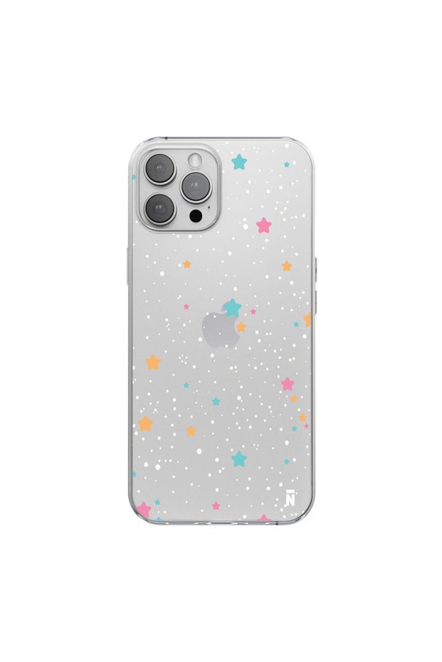 حافظة هاتف من السيليكون الشفاف بتصميم نجوم الفضاء المتوافقة مع هاتف iPhone 12 Pro