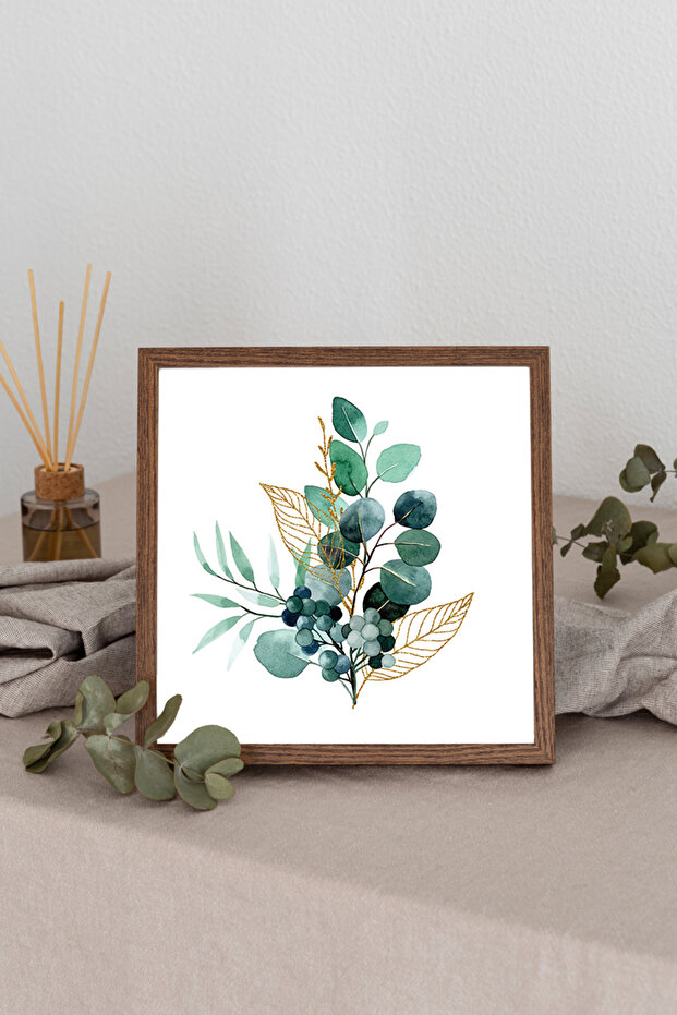 Wooden Framed Square Painting Greenflower