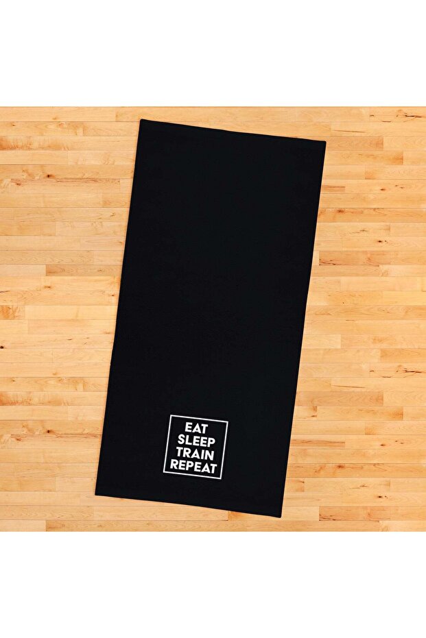 Eat Sleep Train Repeat / Black Sports Towel