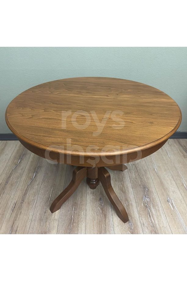 Roys Ahşap 100 cm Açık Ceviz Yuvarlak İlaveli Baba Ayak Yemek Masası - 2