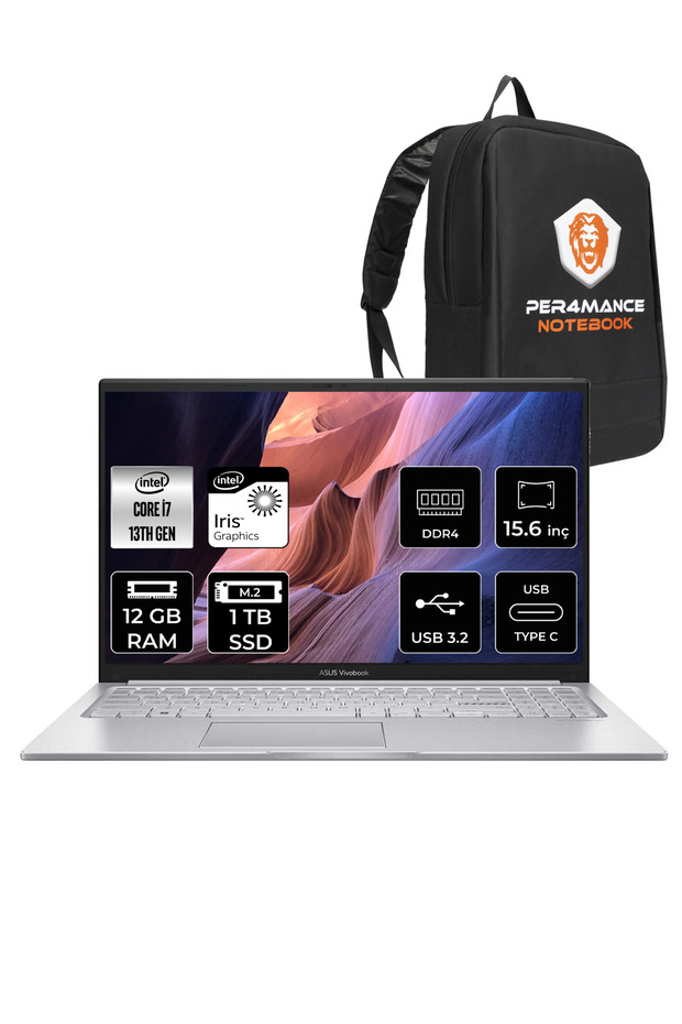 Vivobook 15 X1504va i7 1355U 12GB RAM 1TB SSD 15.6' FHD FDOS NJ412 & PER4 ÇANTA - 1