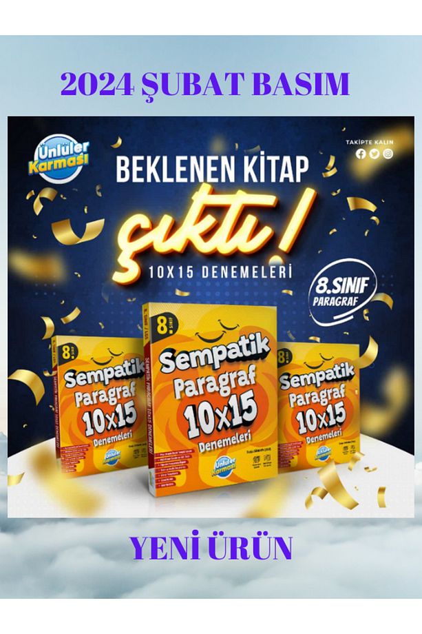 ÜNLÜLER KARMASI 8. SINIF SEMPATİK PARAGRAF 10X15 DENEMELERİ - 3