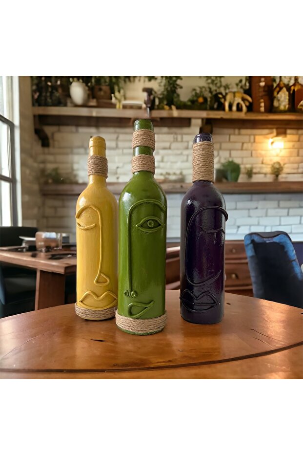Handmade Decorative Vase Candlestick Wine Bottles Set of 3