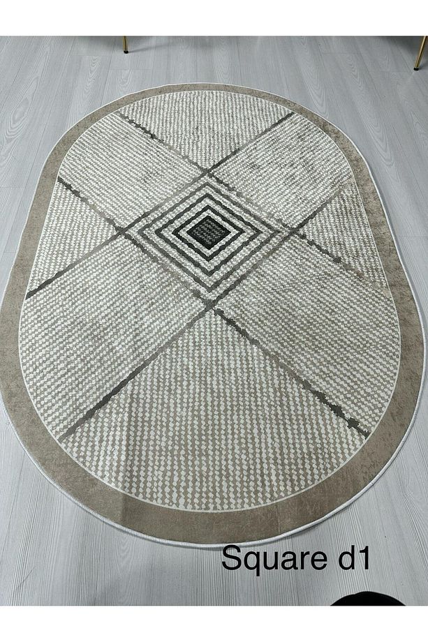 Dijital Baskı Yıkanabilir Kaymaz Taban Leke Tutmaz Yolluk Kilim Salon Mutfak Halısı Square D1 - 2
