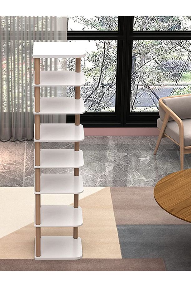 8 Katlı Dikey Ayakkabılık Yedi Bölmeli Ayakkabı Organizer Dekoratif Ayakkabı Rafı - 7