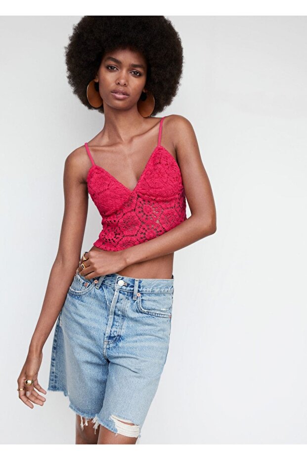 Kroşe cropped bluz - 1