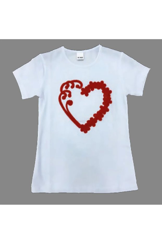 Girl's Short Sleeve Heart Patterned Show T-Shirt 23 April 29 October 19 May Show HolidayNBL589