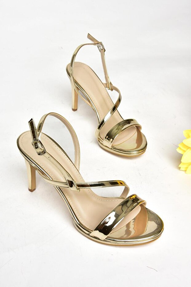 S569716634 Złote lustrzane buty wieczorowe na cienkim obcasie - 6
