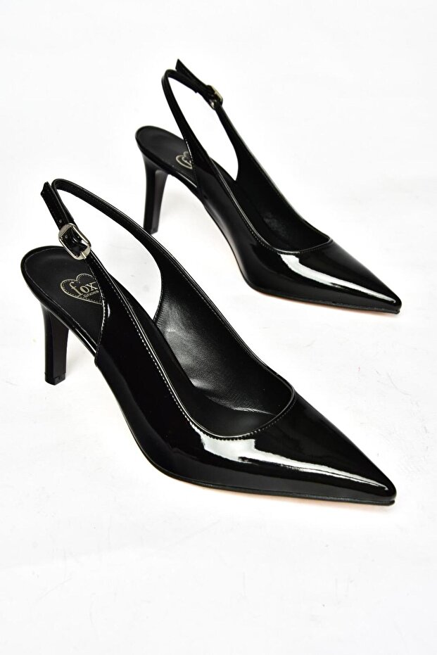 S654071708 Fekete lakkbőr vékony sarkú női cipő - 6
