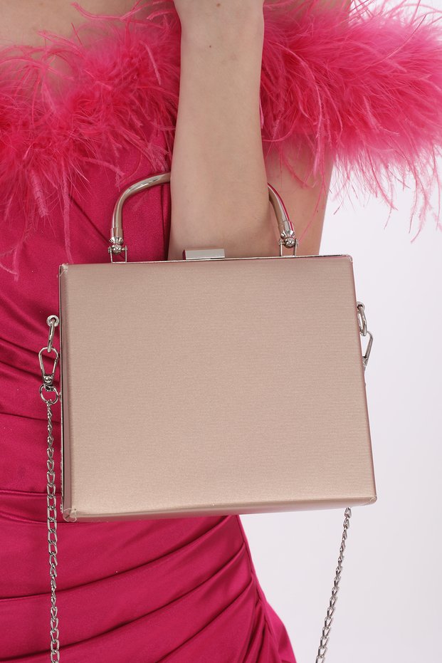 Powder Color Fabric Material Women's Evening Dress Clutch Portfolio Bag