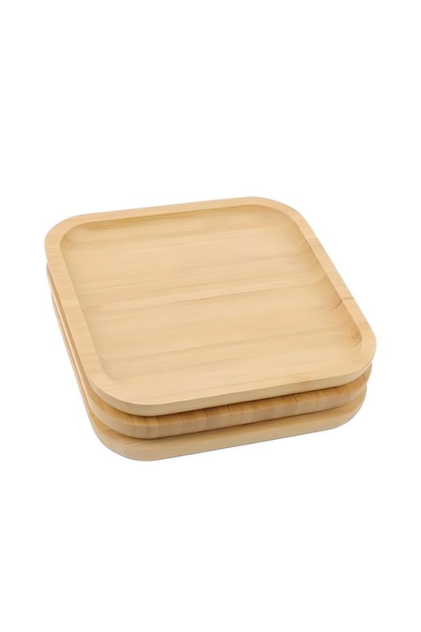 Bambu Servis Tabağı, 2 Adet 20x20 cm Lüks Kare Sunum Seti - 3