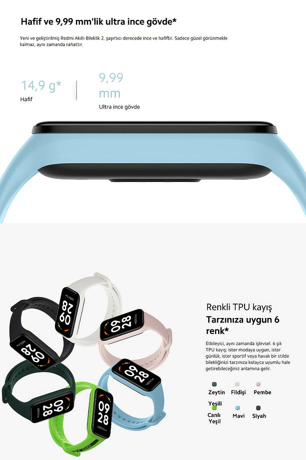 Redmi Smart Band 2 Nabız Ölçer Su Geçirmez Android Ios Iphone Uyumlu Akıllı Bileklik Saat - 3