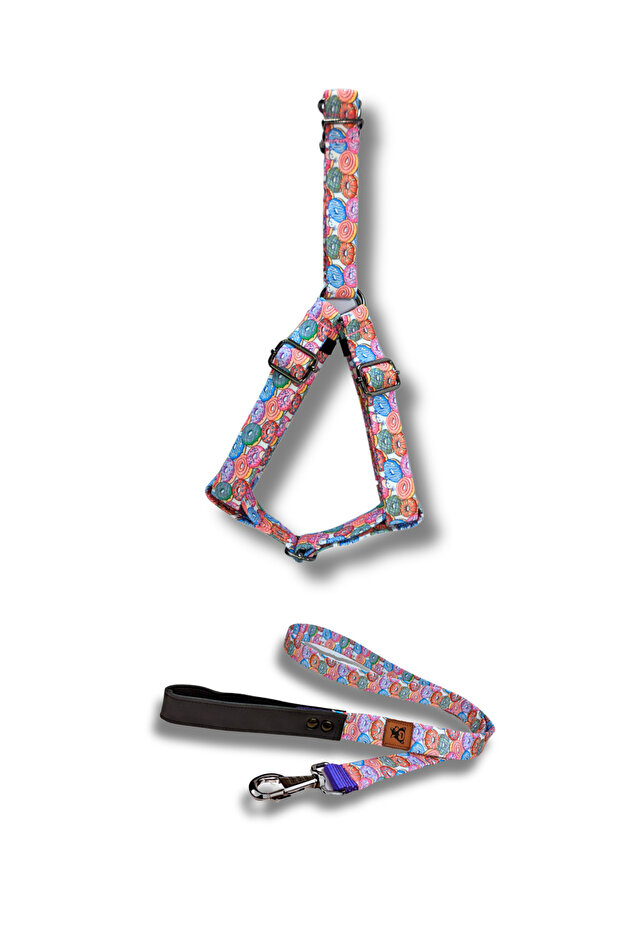 Donut Patterned Dog Collar and Walking Set - 1