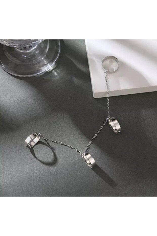 Gothic Punk Thin Four Finger Adjustable Ring - 4