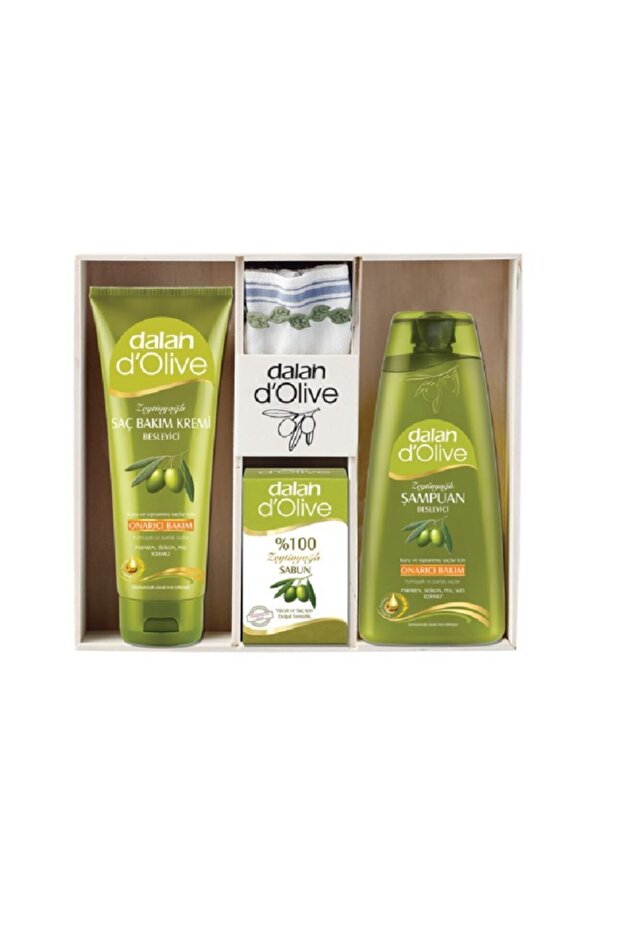 Dolive Ahşap Set 400 Ml Şampuan + 200 Ml Saç Kremi + Sabun - 1