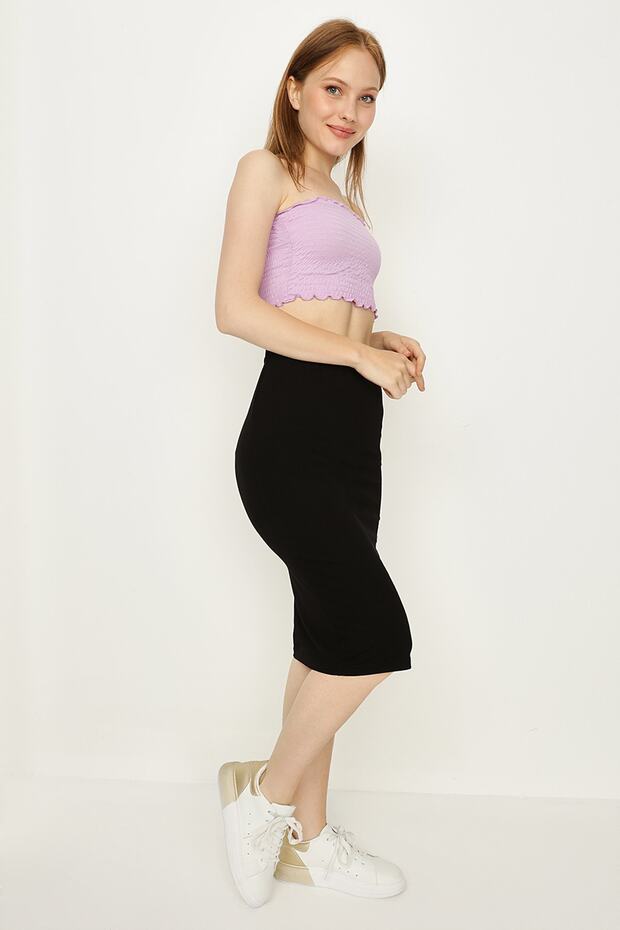 Fusta midi neagră de damă - 3