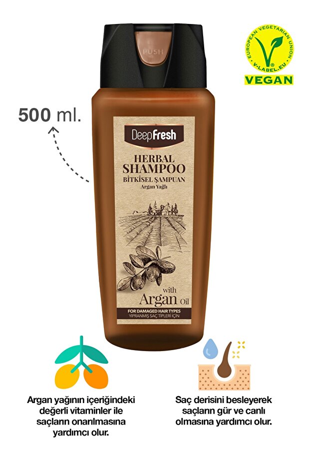 Herbal Bitkisel Şampuan Argan Yağı Özlü Yıpranmış Saçlar 500 ml - 2