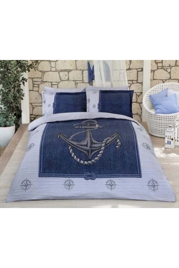 Gri Anchor Denim Tek Kişilik Pike Takımı - 1