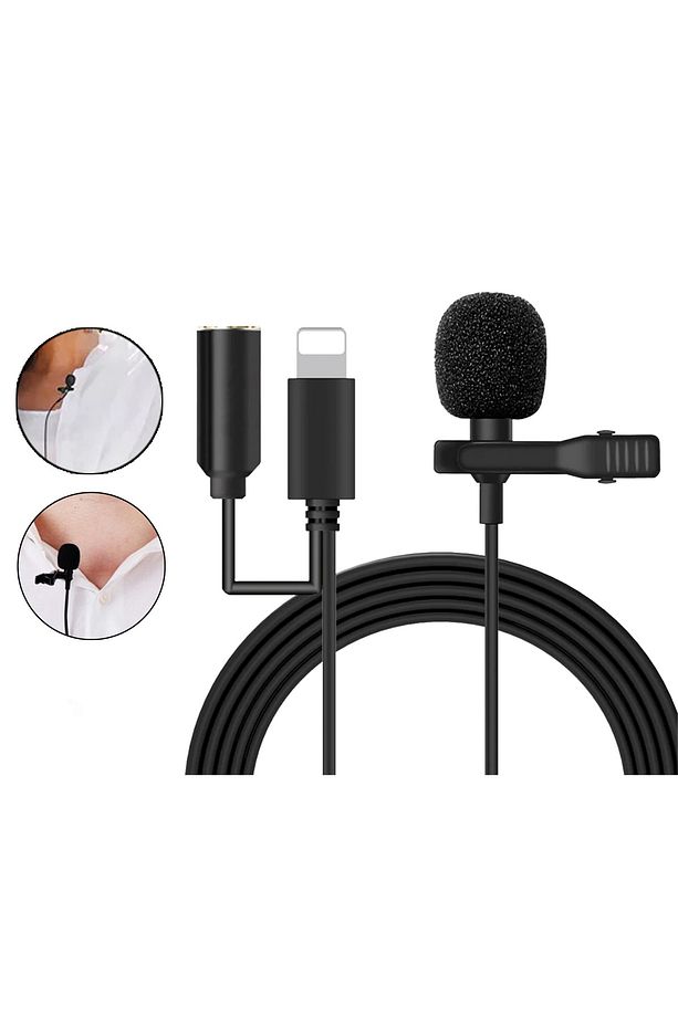 3.5 Mm Kulaklık Girişli Iphone Ipad Lightning Profesyonel Yaka Mikrofonu 1.5 Mt - Al2633 - 1