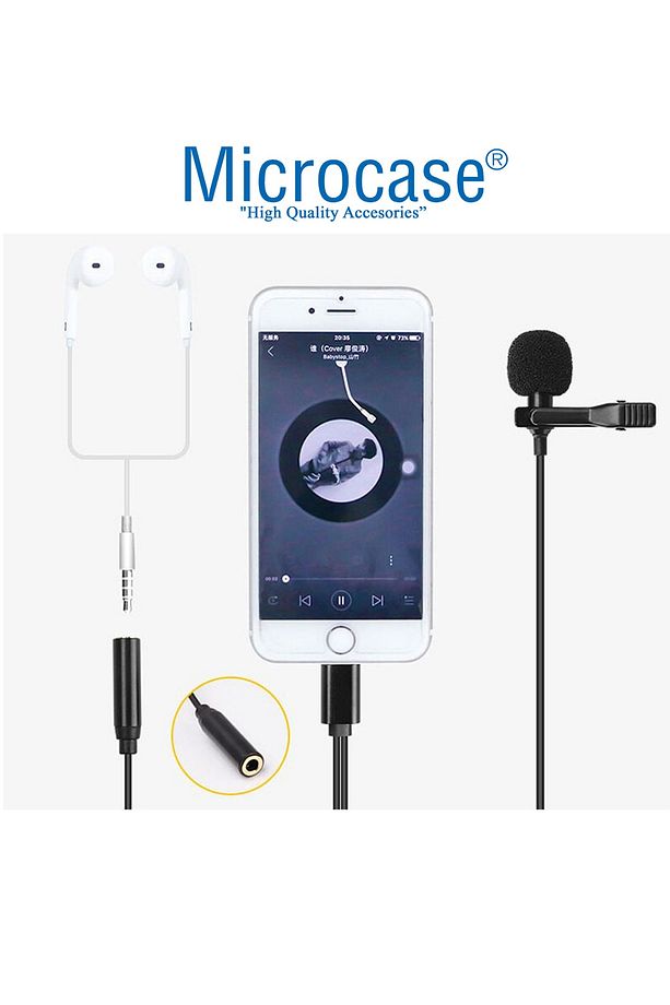 3.5 Mm Kulaklık Girişli Iphone Ipad Lightning Profesyonel Yaka Mikrofonu 1.5 Mt - Al2633 - 3