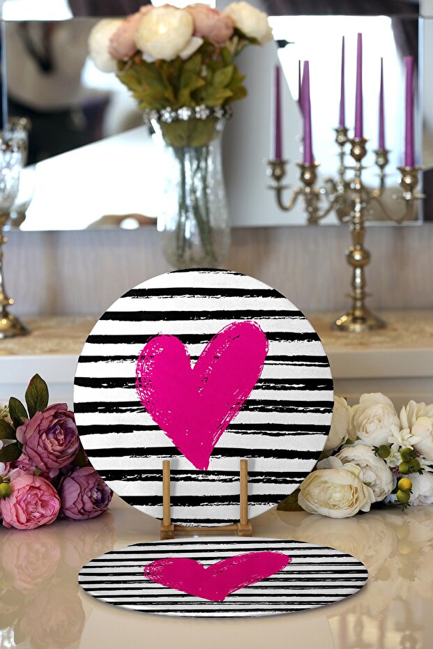 2-Piece Valentine's Day Themed Special Design Digital Printed Modern Round Plate & Placemat