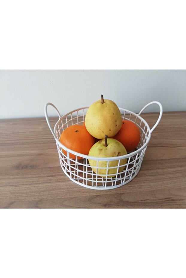 سلة خبز سلكية مستديرة بيضاء - 2