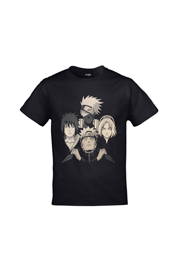 Naruto Team 7 Hokage Bohemian Rhapsody Printed Unisex Black T-shirt
