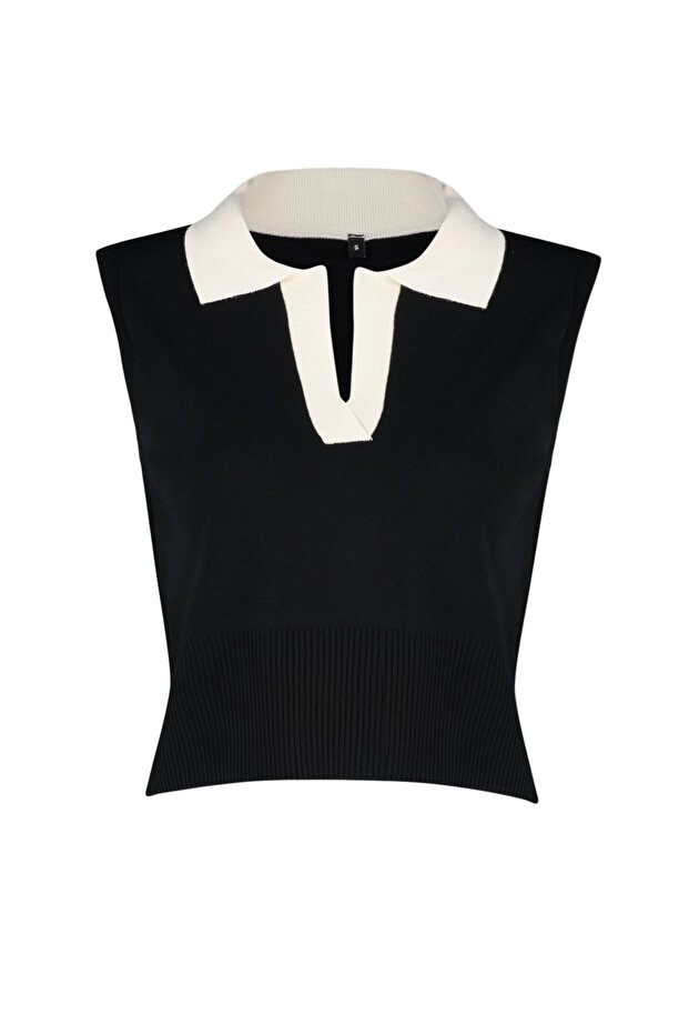 Ekru Polo Yaka T-Shirt Görünümlü Bluz TWOSS24BZ00273 - 9