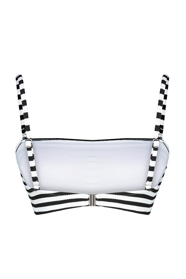 Çizgili Straplez Kaplı Bikini Üstü TBESS24BU00152 - 7
