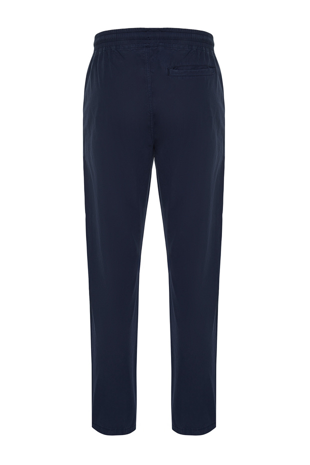 Lacivert Relaxed Fit Lastikli Beli Bağlamalı Yazlık %100 Pamuk Yumuşak Keten Pantolon TMNSS24PL00002 - 8