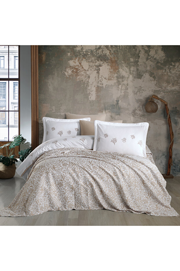 Romeo - Spring Bej - Çift Kişilik Pike Seti - 1