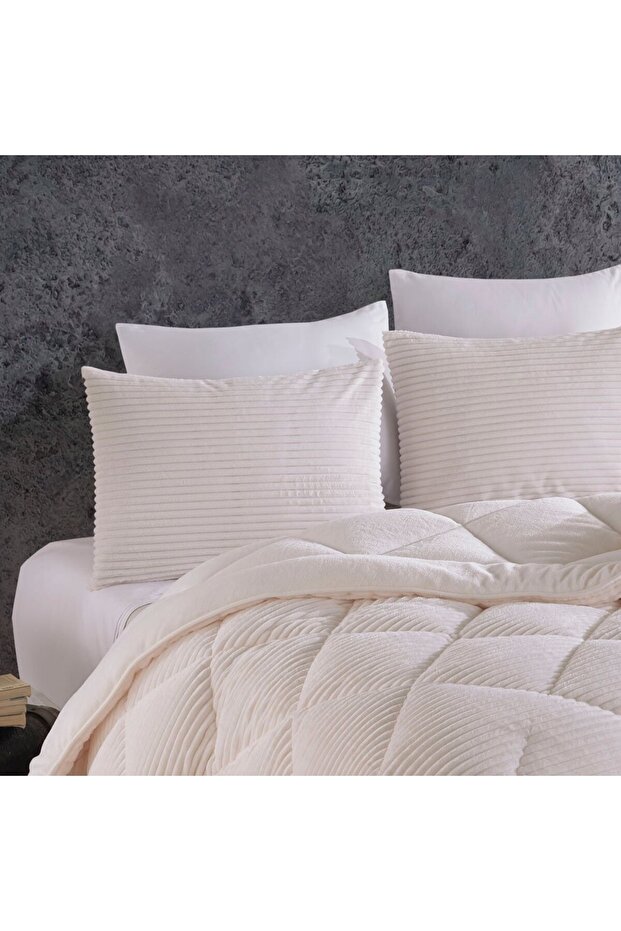 Premium Soft Tek Kişilik Yorgan Seti Krem - 4
