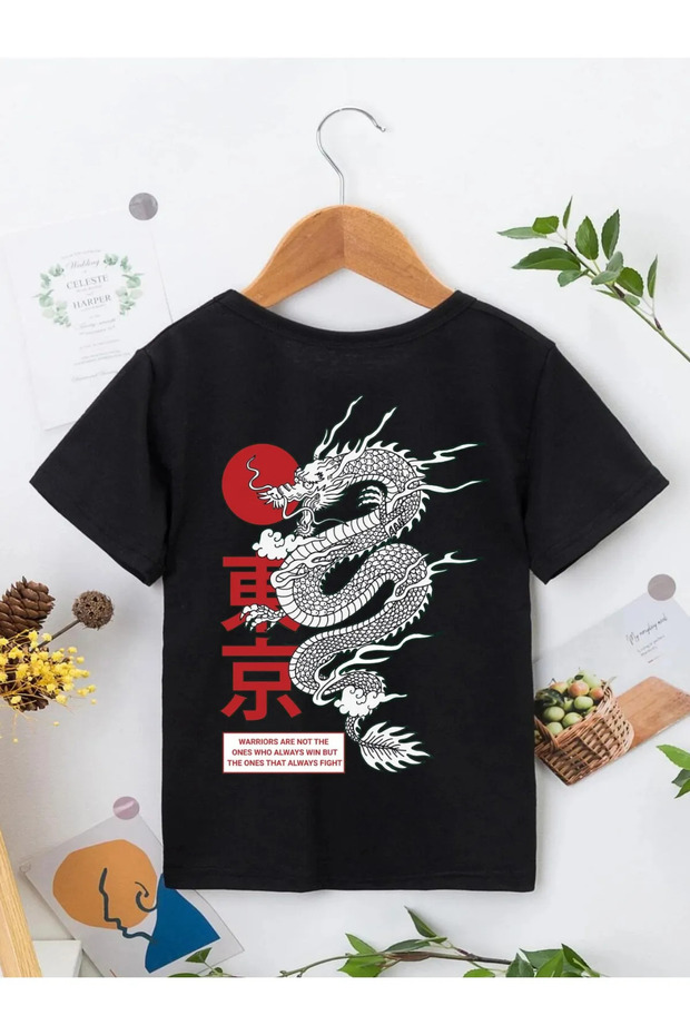 UNISEX RED DRAGON PRINTED CHILDREN'S T-SHIRT