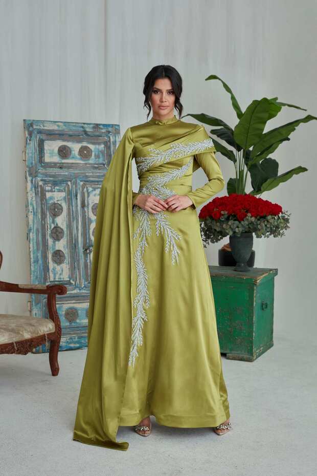 Satin Embroidered Evening Dress Anna