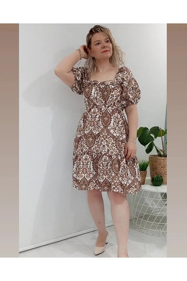 Poplin Kumaş Elbise Karpuz Kol - 1