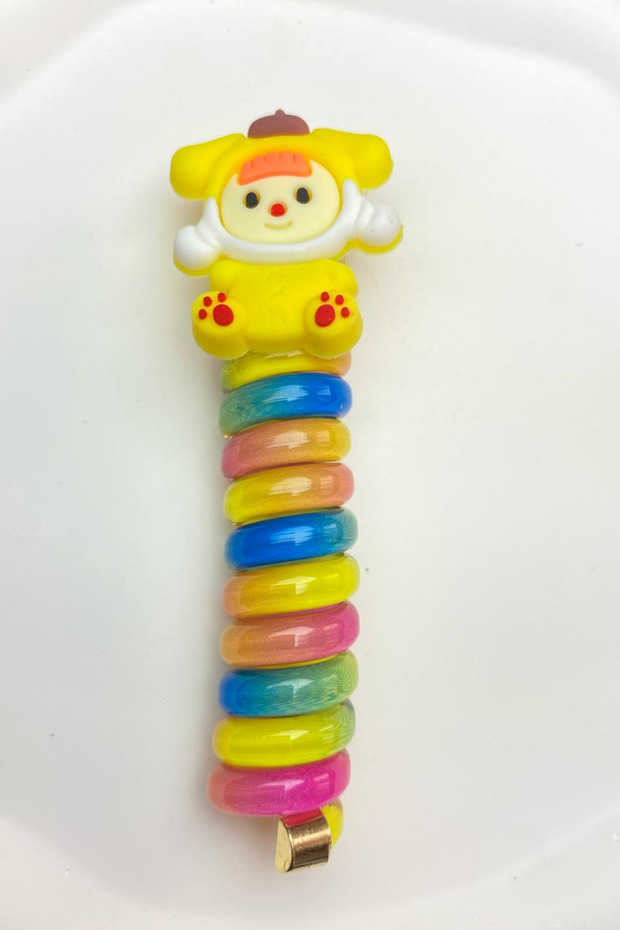 Girl's Colorful Spiral Yellow Baby Figured Spring Pasta Ponytail Buckle