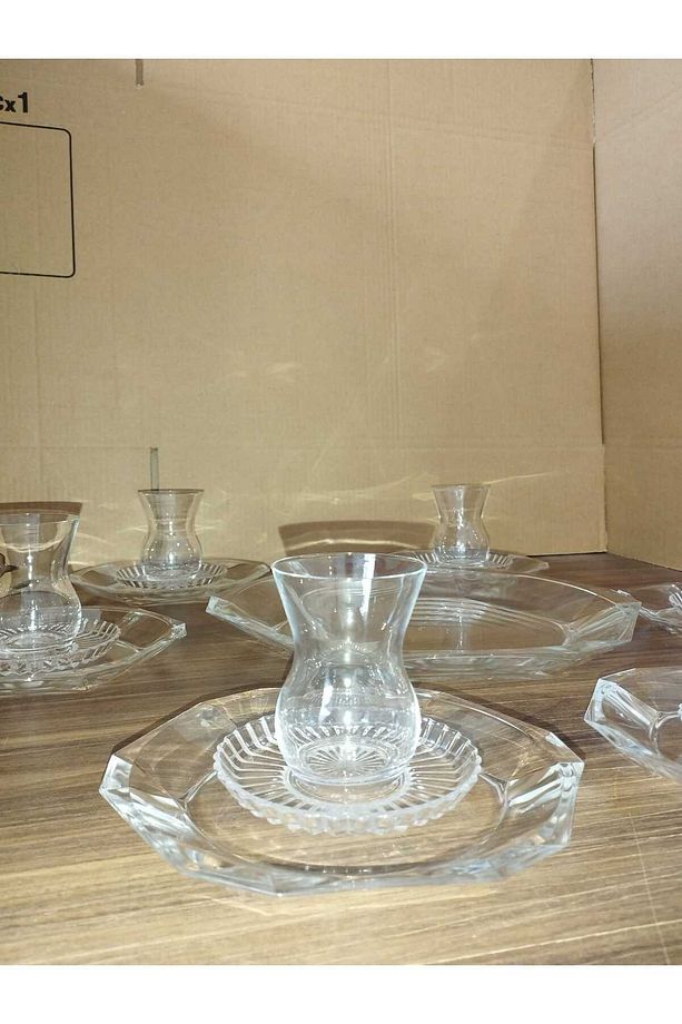 Reflection Kristal Çay Bardağı Tatlı Tabağı Servis Tabağı Çay Sunum Seti 19 Parça - 5
