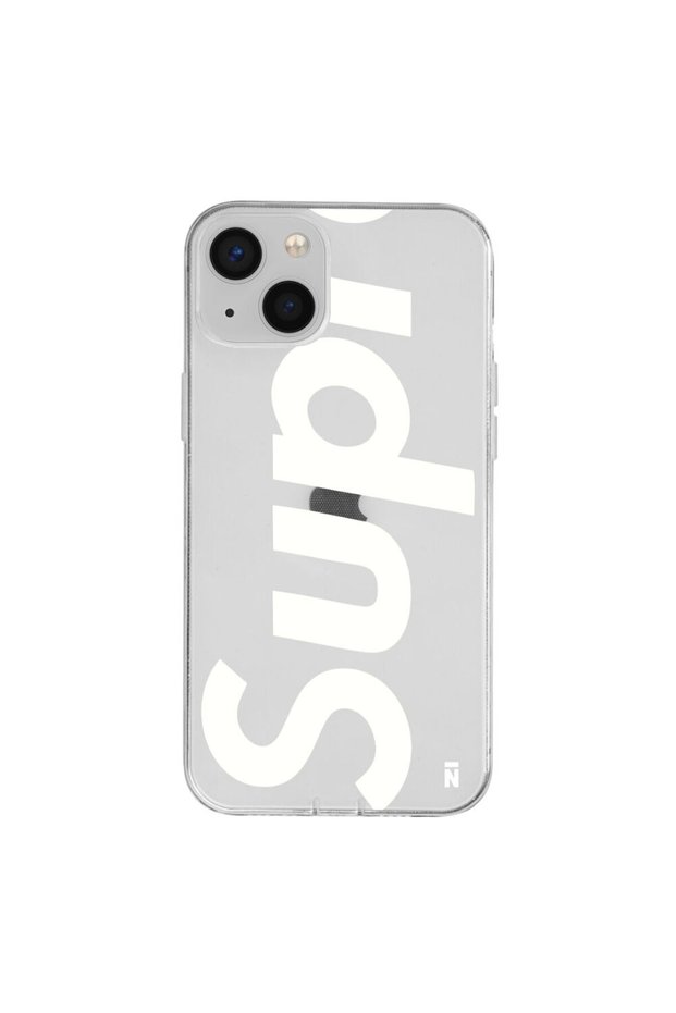 غلاف هاتف من السيليكون الشفاف بتصميم SUP لهاتف iPhone 14