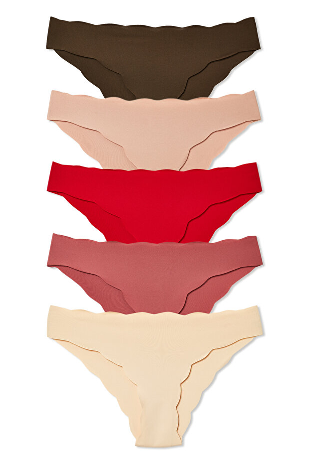 5-Piece Laser Cut Women's Panties with Wavy Waist and Legs