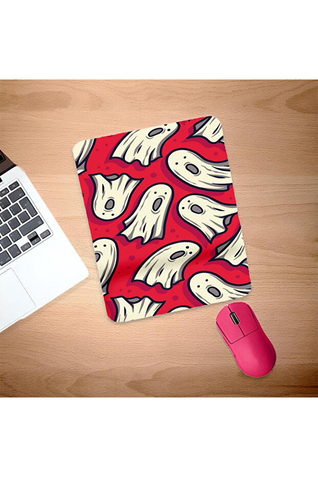Red Ghosts Shouting on Top Rectangular Mouse Pad with Wrist Support - 1