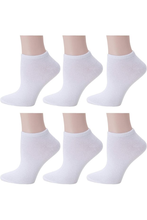 6 Pairs of Combed Cotton Seamless Women's Booties Socks