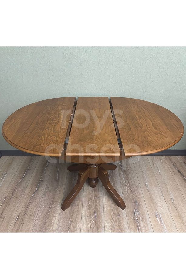Roys Ahşap 120 Cm Açık Ceviz Yuvarlak İlaveli Baba Ayak Yemek Masası - 5