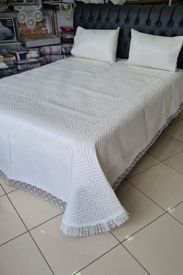 ULTRASONİC MIKRO FRANSIZ DANTELLİ ÇİFT KİŞİLİK LÜX YATAK ÖRTÜSÜ - 1
